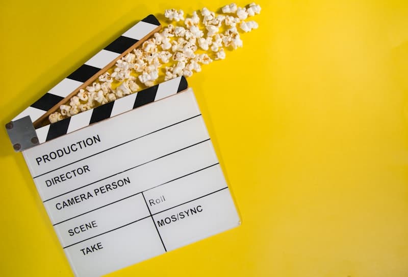 Film set with dramatic lighting